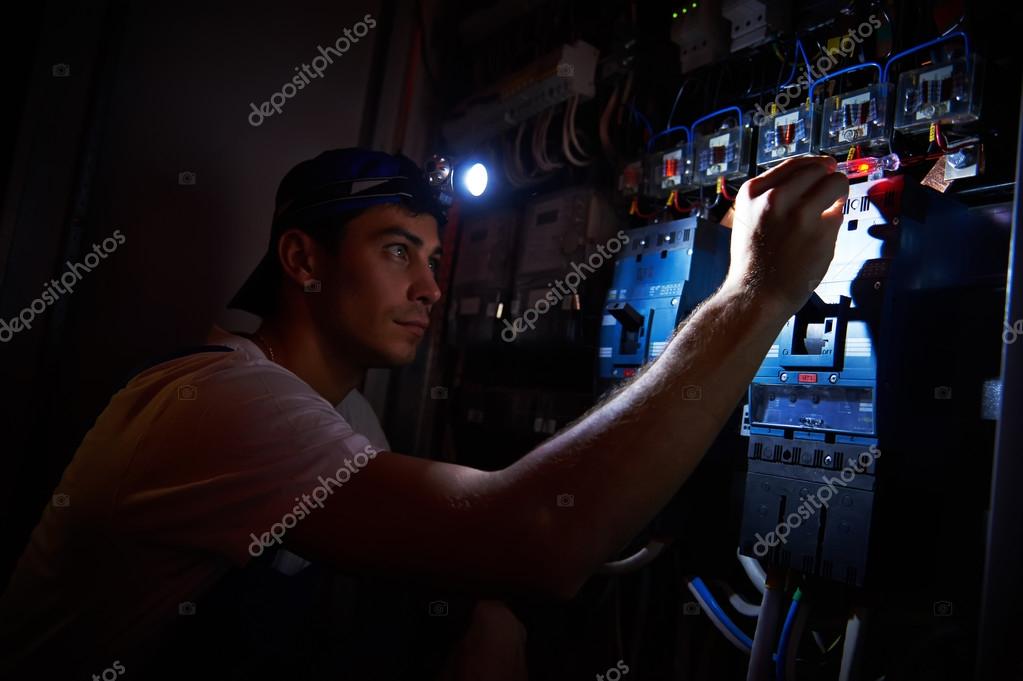 electrician working during damage